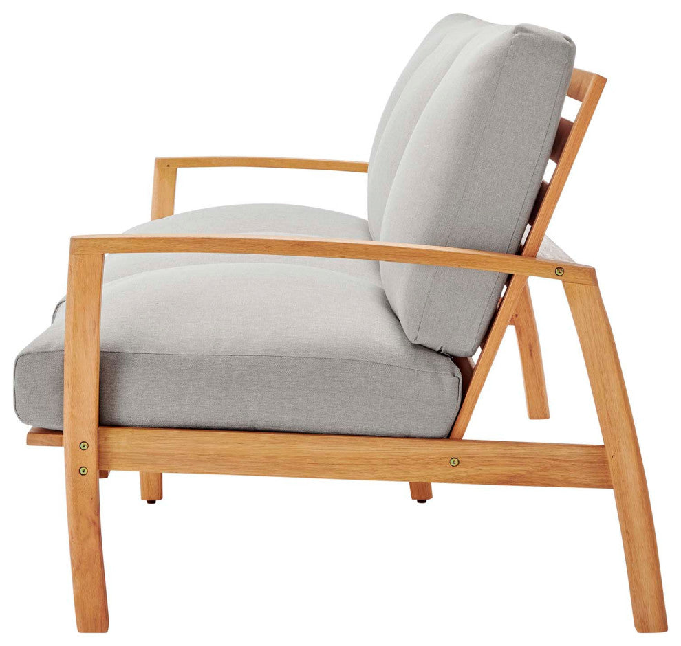 Lounge Sofa, Wood, Brown Natural Gray, Modern, Outdoor Patio Balcony Garden