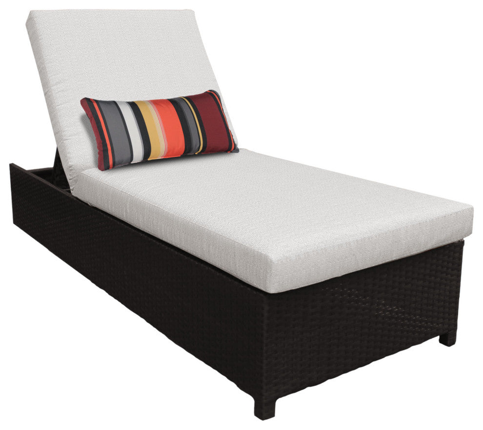 Belle Wheeled Chaise Outdoor Wicker Patio Furniture in Ash