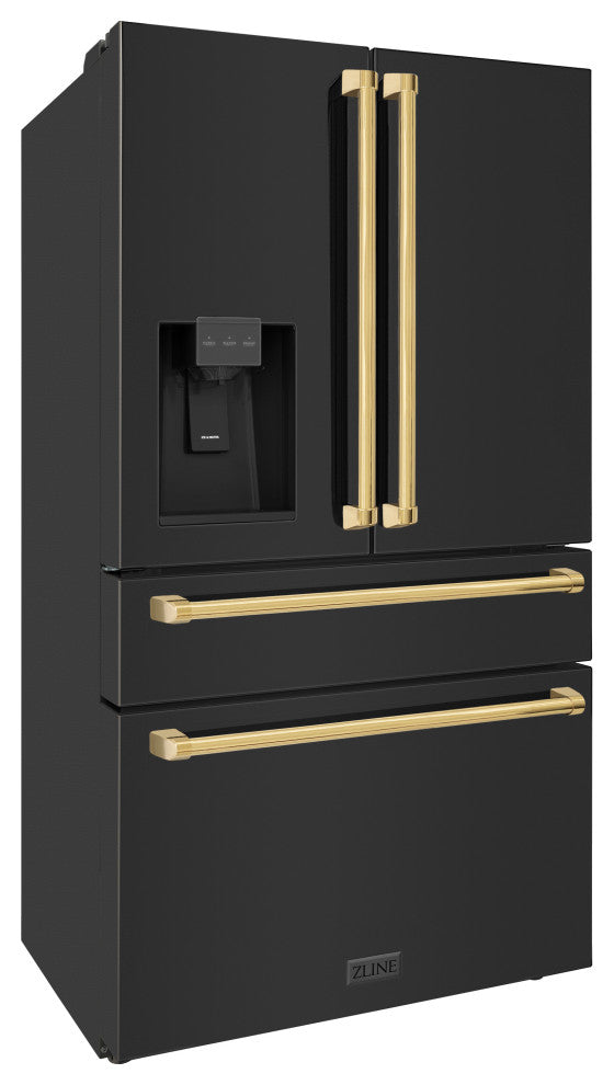 ZLINE 36" French Door Black Stainless Refrigerator With Water RFMZ-W-36-BS-G