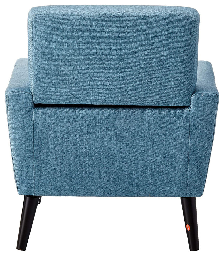 Blue Mid-Century Modern Armchair with Padded Seat and Tufted Back