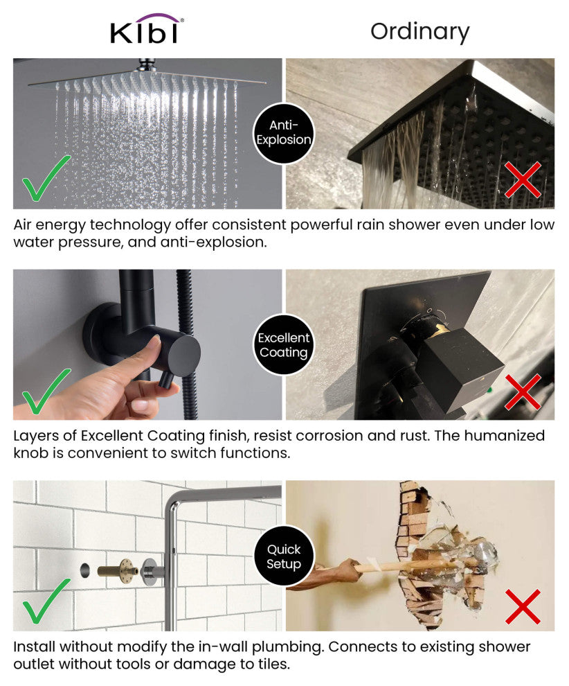 Cube 2-Function Shower Column, Rough, Valve, Chrome