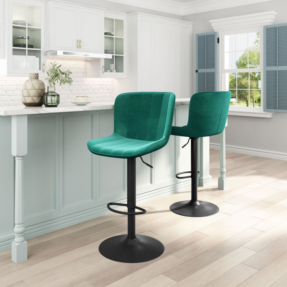 Bar Stool Chair Barstool, Steel Metal, Fabric, Green, Black, Cafe Bistro
