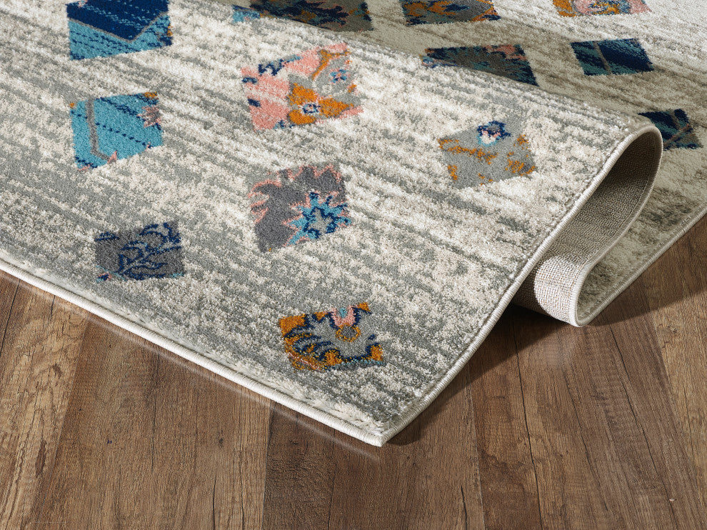 Abani Porto PRT100A Southwest Orange and Blue Block Area Rug