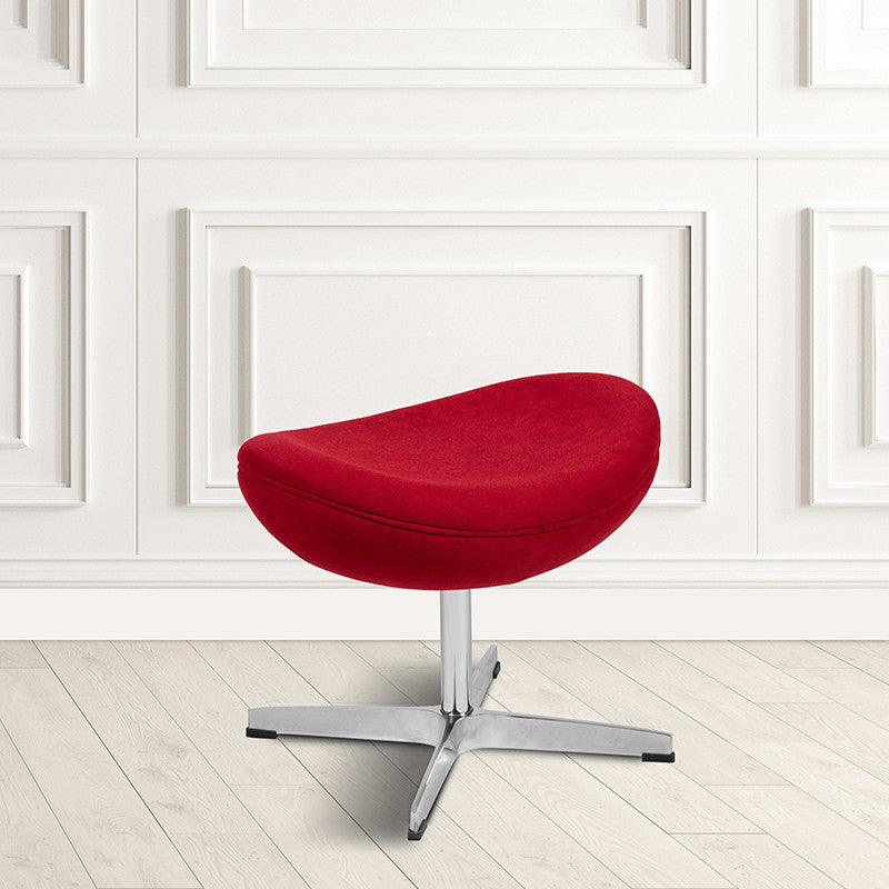 Red Fabric Saddle Wing Ottoman