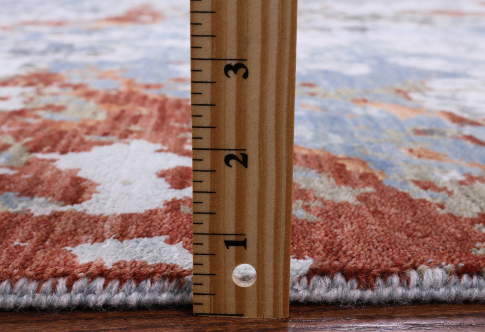 8' 0" X 10' 1" Modern Wool and Silk Hand Knotted Rug Q7182