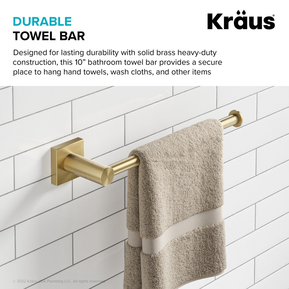 Ventus Bathroom Towel Bar, Brushed Gold