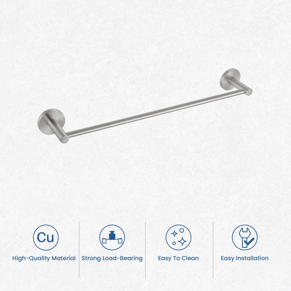 Circular Bathroom 18" Towel Bar, Brushed Nickel