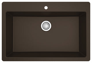 Karran QT-812 Top Mount 33" Large Single Bowl Quartz Kitchen Sink, Brown