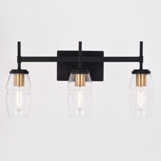 Warren 3 Light Vanity Light Matte Black and Brushed Brass