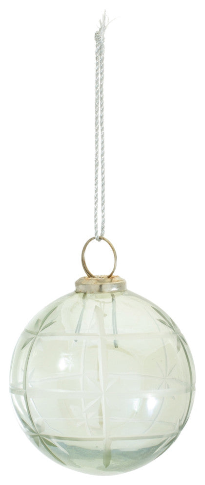 Etched Glass Ball Ornament, Set of 6