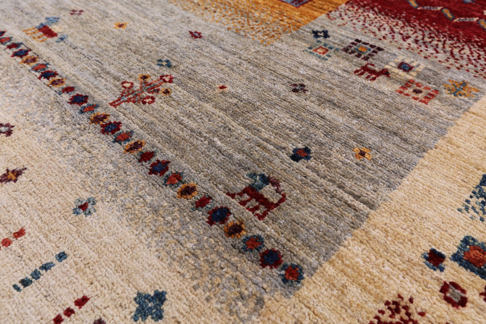 Hand-Knotted Persian Gabbeh Tribal Rug 4' 10" X 6' 7" Q5295
