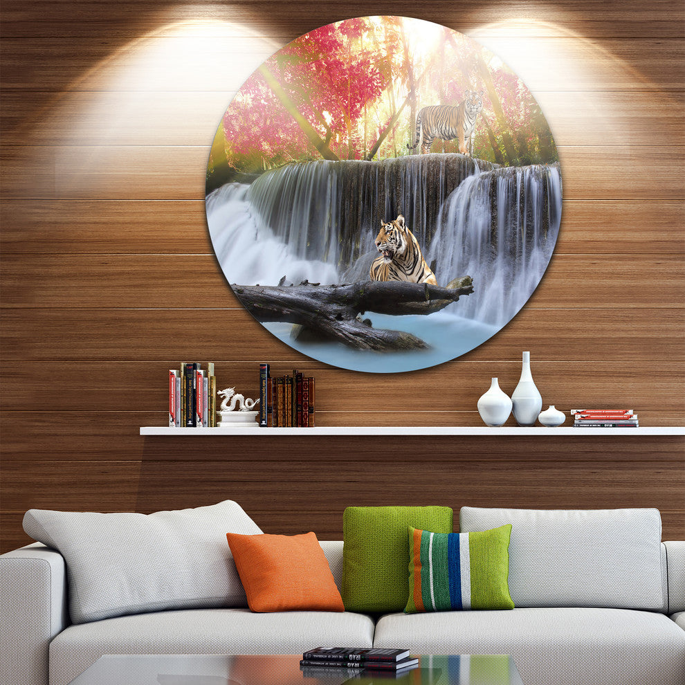 Tiger In The Jungle, Photography Round Wall Art, 11"