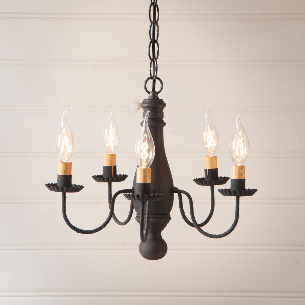 Bed And Breakfast Chandelier, Hartford Black Over Red