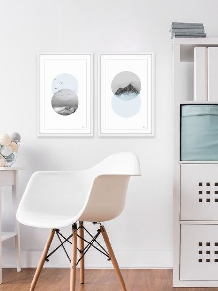 "Interchangeable" Framed Painting Diptych, 48"x36"