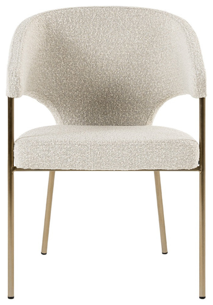 Modrest Claudine Modern Light Grey Fabric and Antique Brass Dining Chair