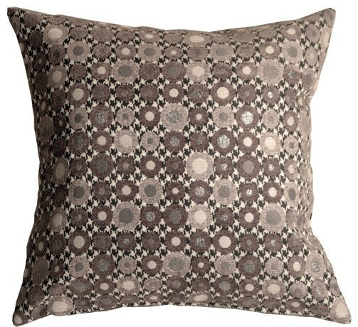 Pillow Decor - Houndstooth Spheres Throw Pillow, Gray, 18" X 18"