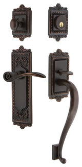 Egg & Dart Plate S Grip Entry Set Swan Lever, Timeless Bronze, 2-3/8", Left