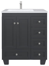 Eviva Happy 30"Wx18"D Bathroom Vanity, White Carrara Quartz Countertop