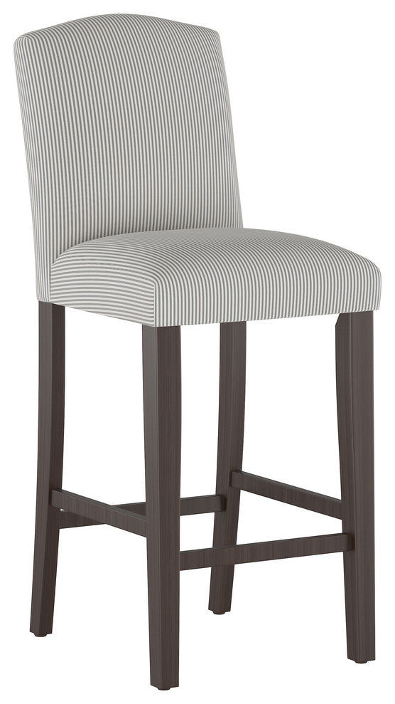 Janet Camel Back Bar Stool, Oxford Stripe Charcoal