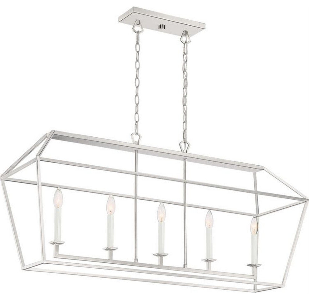 Quoizel AVY542PK Five Light Island Chandelier, Polished Nickel Finish
