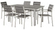 Modern Outdoor Side Dining Chair and Table Set, Aluminum Metal, Gray