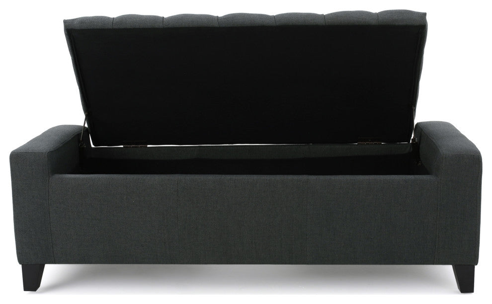 GDF Studio Seattle Tufted Storage Ottoman Bench, Dark Gray