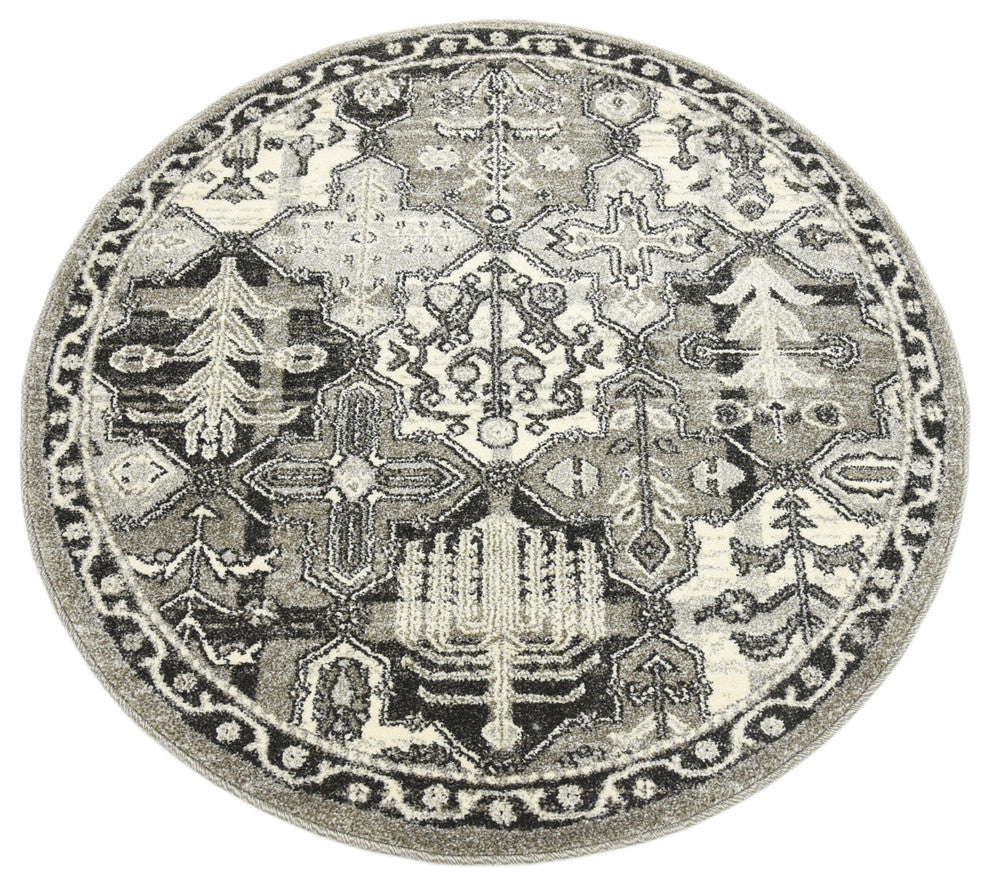 Unique Loom Gray La Jolla Cathedral 3' 3 x 3' 3 Round Rug