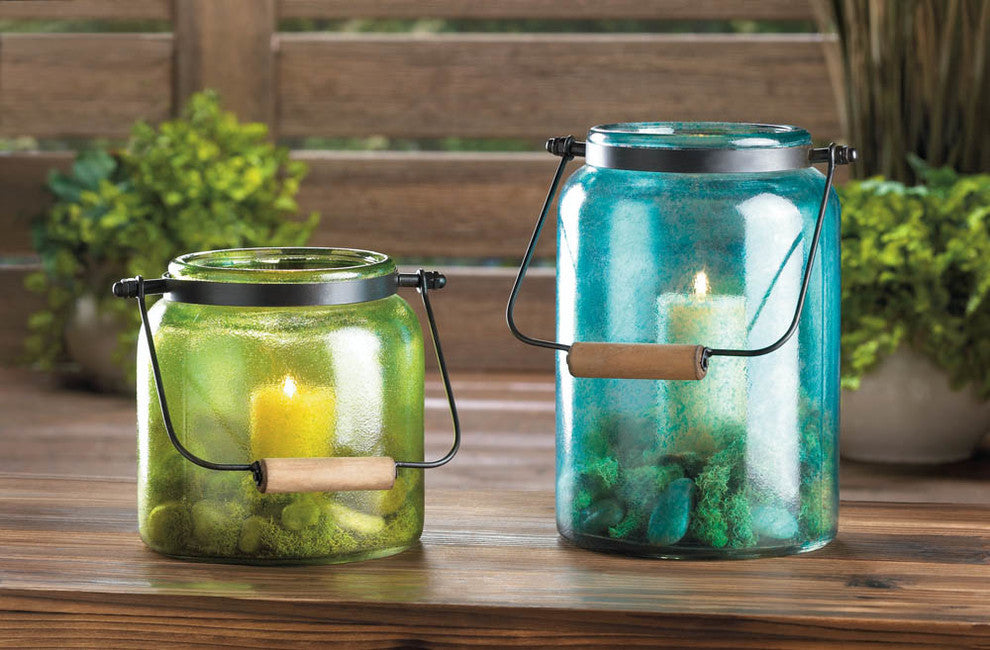Blue Jar Candle Lantern