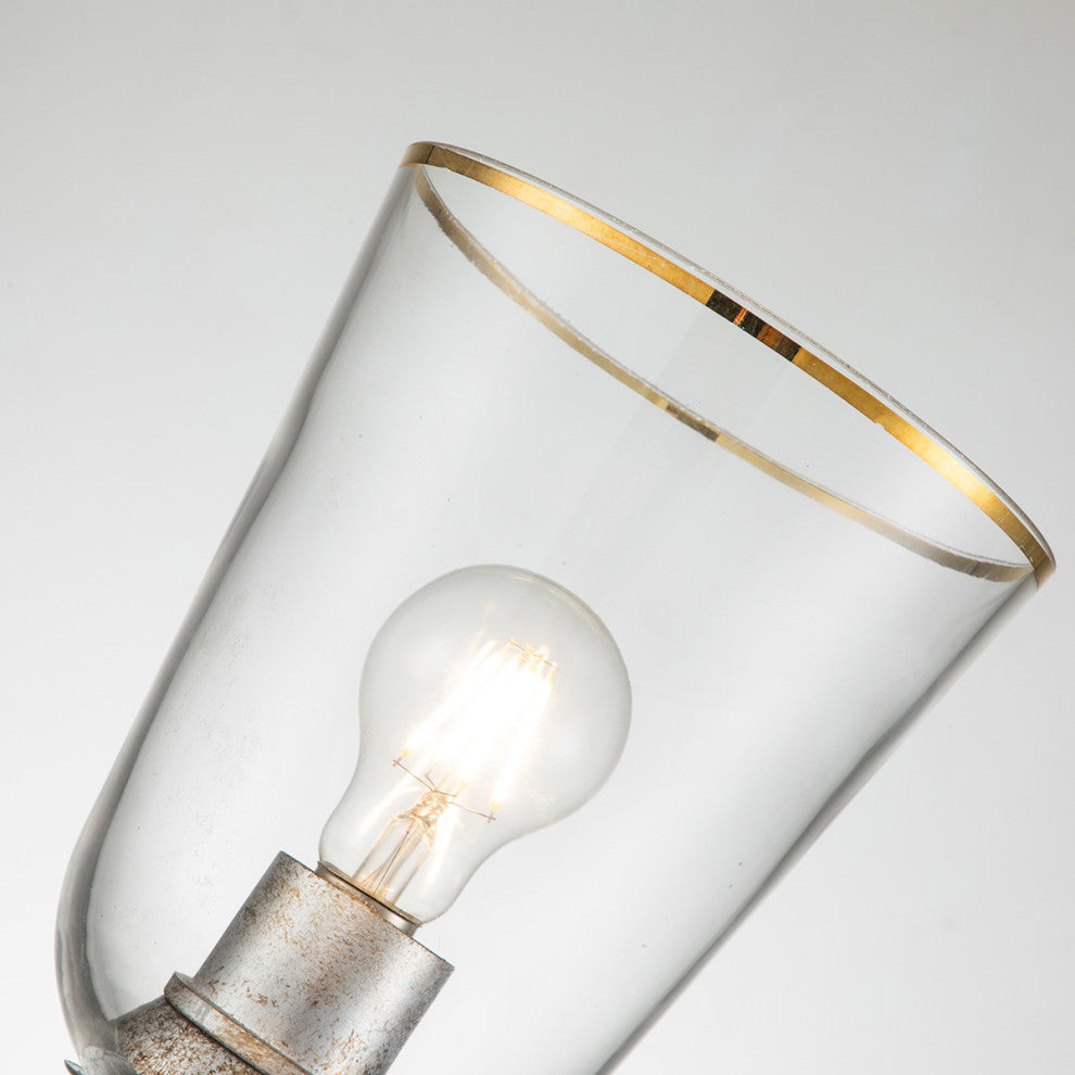 Havering Table Lamp in Azure Turquoise and Aged Brass