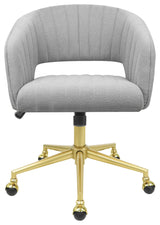 Caitlyn Swivel Vanity Chair with Adjustable Height, Gray Boucle