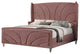 Benzara BM284025 Wood King Size Bed, Wingback Frame, Pink Velvet, Chrome Legs