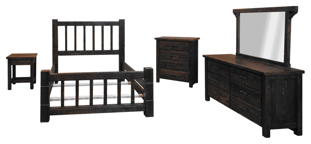Barnwood Style Timber Peg Mission Bedroom Set, Dusk, Queen