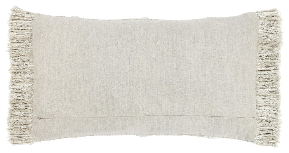 Lucera Woven Fabric Throw Pillow, Beige, 14x26