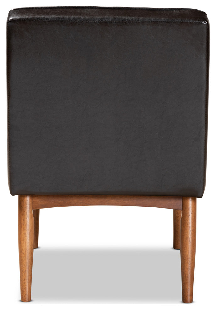Daymond Modern Dark Brown Faux Leather Walnut Brown Finished Wood Dining Chair