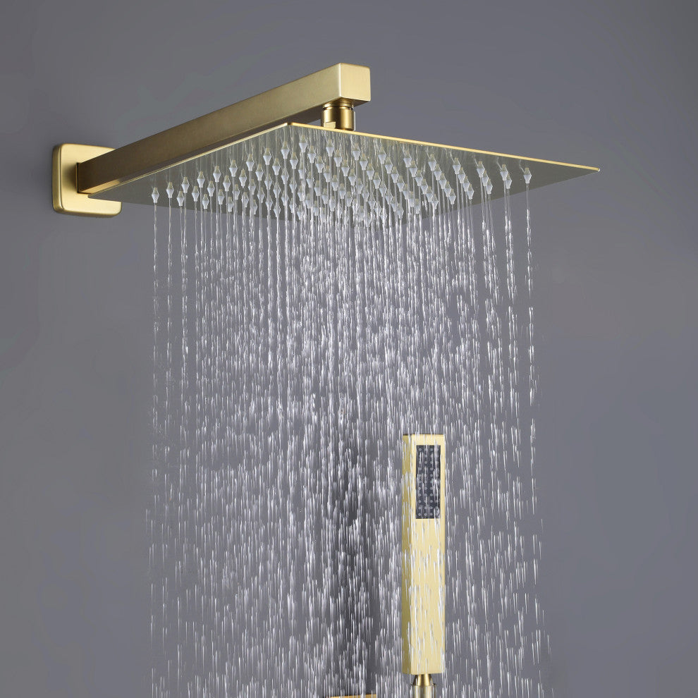 Pressure Balanced Rain Shower System with Hand Shower-Includes Rough-in Valve, B