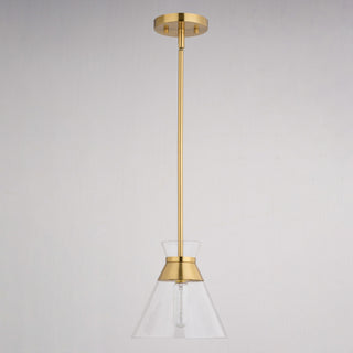 Harper 1-Light Gold Brass Mid-Century Modern Pendant Light Clear Glass