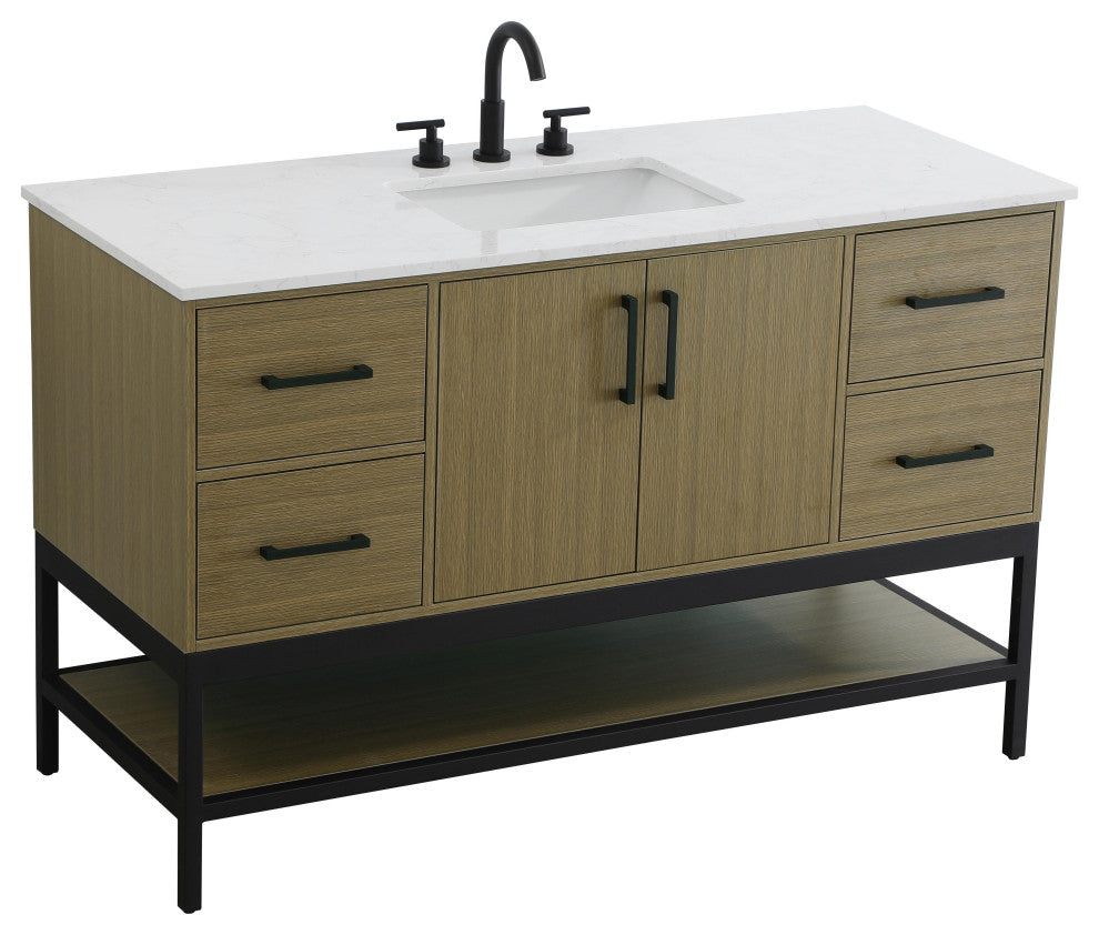 Home Living 54" Single Bathroom Vanity, Chestnut Brown