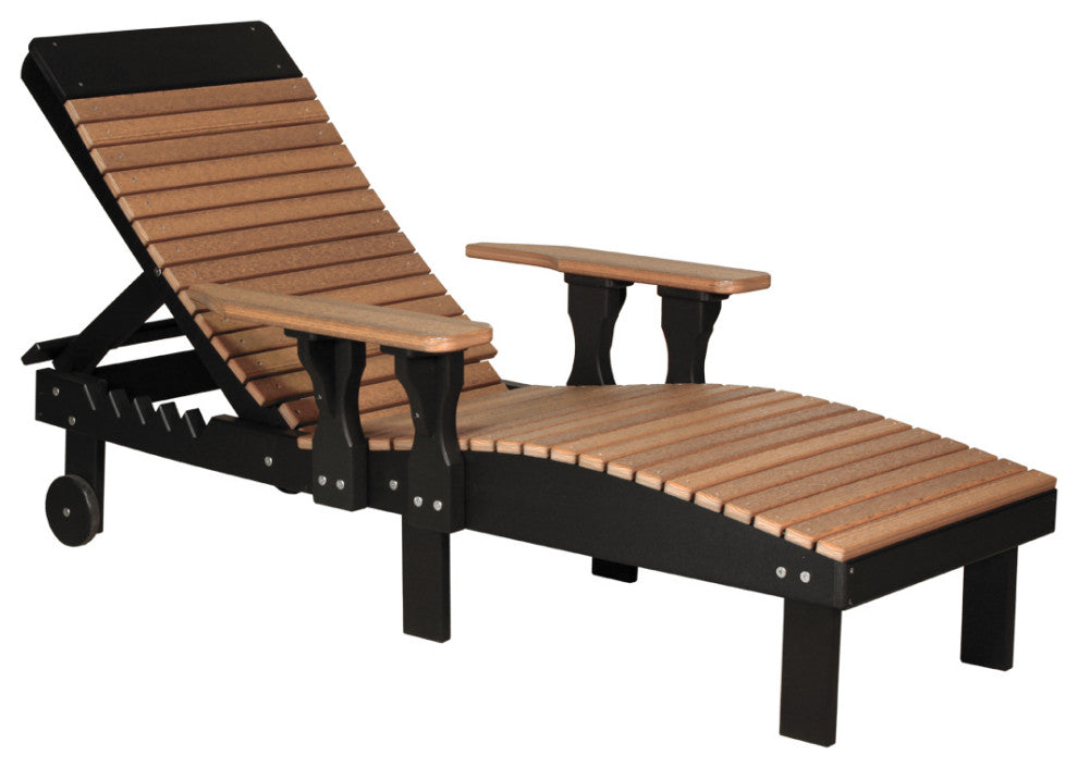 Poly Reclining Lounge Chair, Antique Mahogany & Black