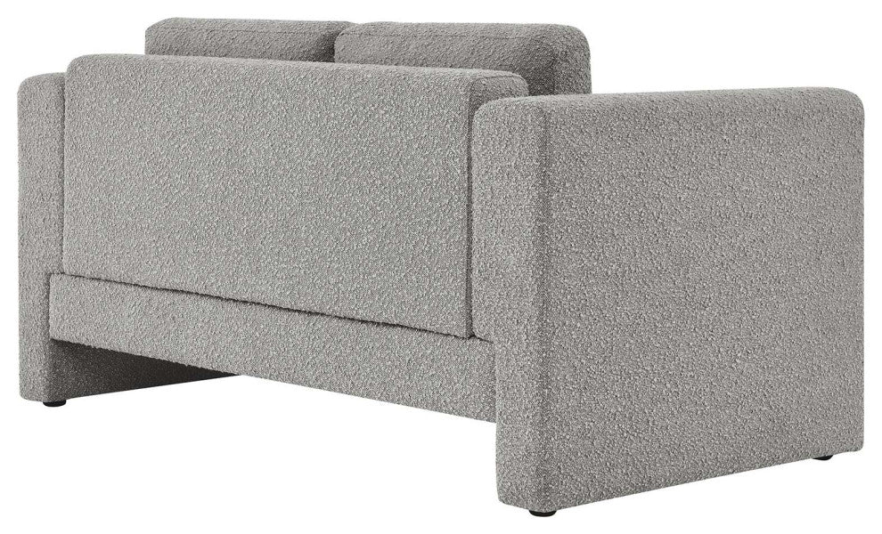 Visible Boucle Fabric Loveseat - Light Gray