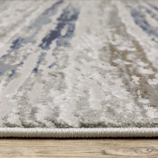 Emery Stripe Grey/Blue Indoor Area Rug, 3'3" x 5'