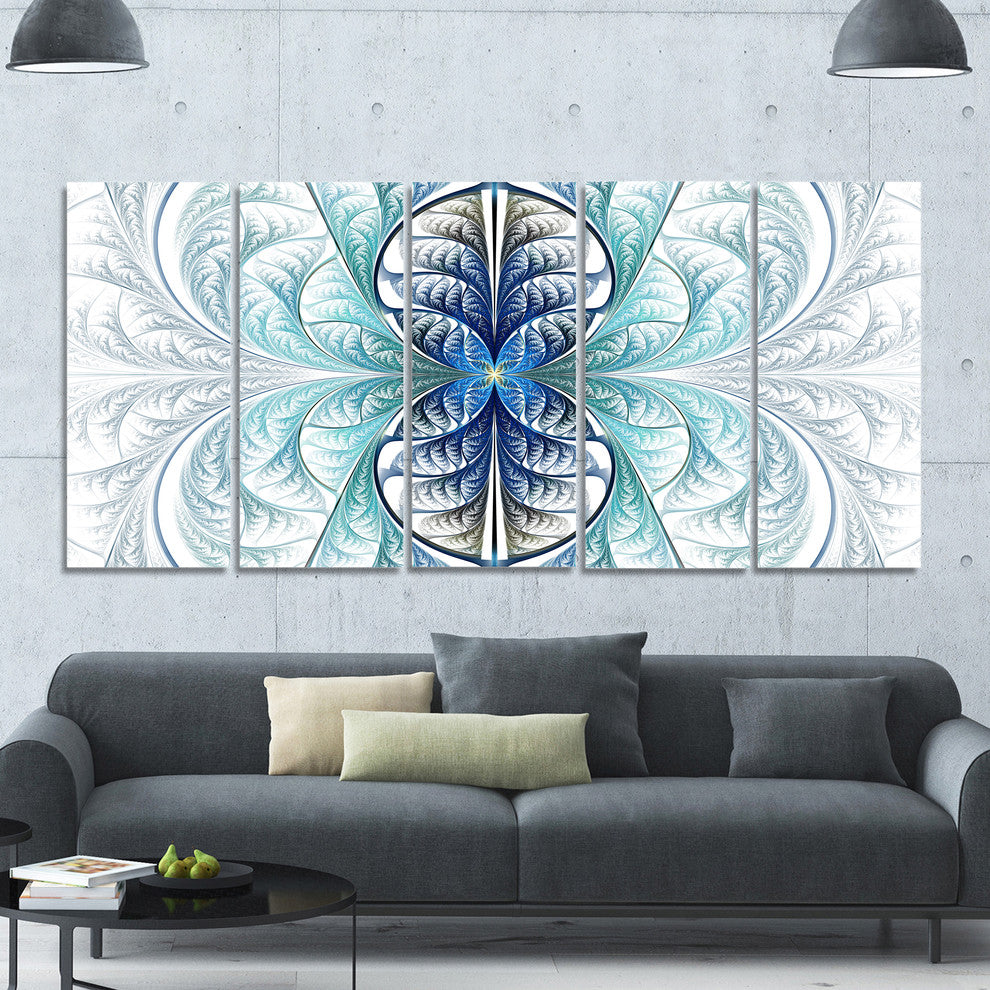 Light Blue Stained Glass Texture, Abstract Canvas Art Print, 60"x28", 5 Panels