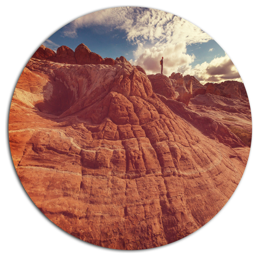 Vermilion Cliffs At Sunrise, Landscape Round Wall Art, 11"