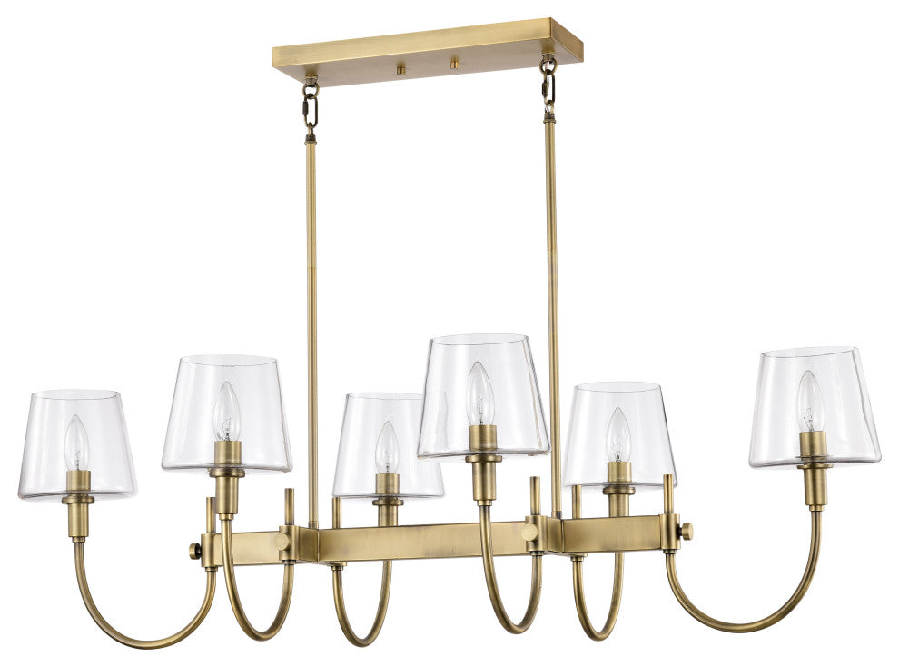Brookside 6 Light Island Pendant, Clear Glass