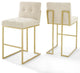 Privy Gold Stainless Steel Performance Velvet Bar Stool Set of 2 - Gold Beige