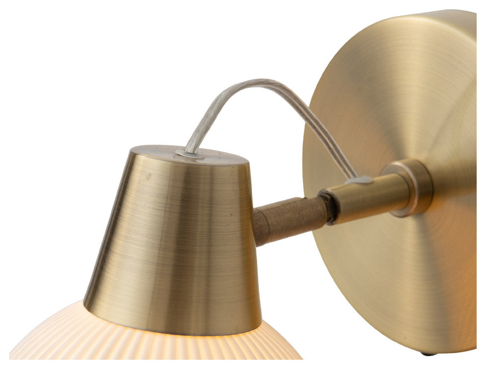 Petaluma Bone Porcelain Wall Sconce, Weathered Brass, Dimmer Switch, Portable