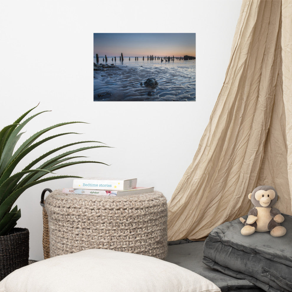 Low Tide At Battery Landscape Photo, Beach Unframed Wall Art Print, 12" X 18"