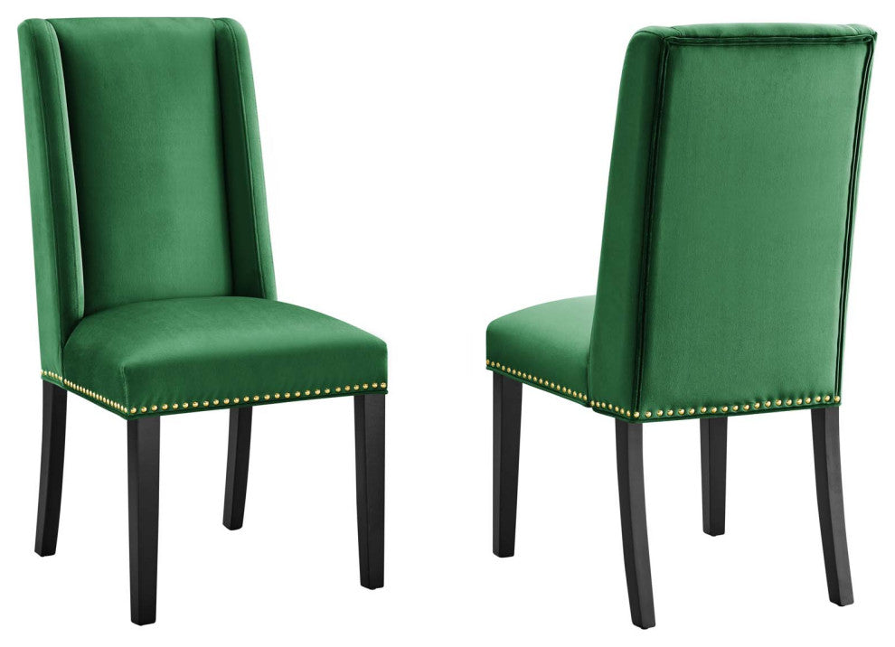 Baron Performance Velvet Dining Chairs, Set of 2, Emerald