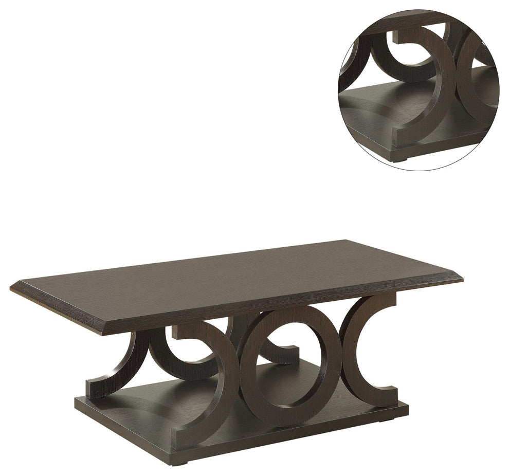 C-Shape Base Coffee Table, Cappuccino