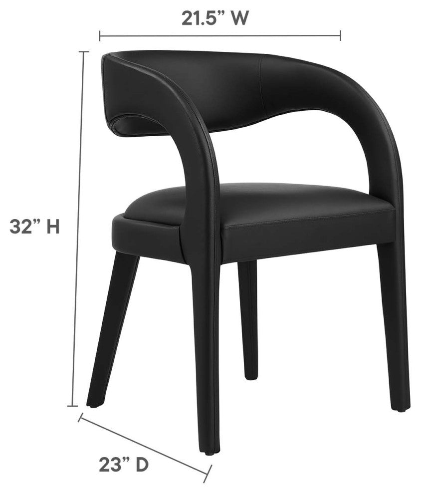 Pinnacle Vegan Leather Dining Chair Set of 2, Black