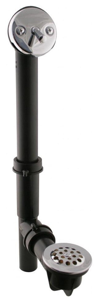 Black 1.5" Tubular Trip Lever Bath Waste In Polished Chrome, Black